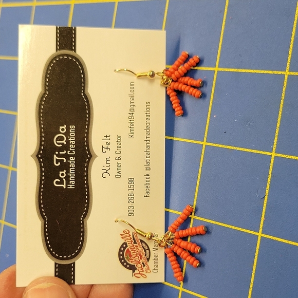 Beaded Tassel Fringe Earrings 1" Melon Orange - Picture 1 of 1